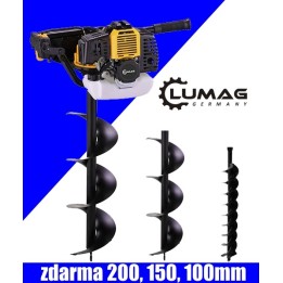 Benzínový zemní vrták LUMAG EB520G – 52 cm³, 3 vrtáky v ceně