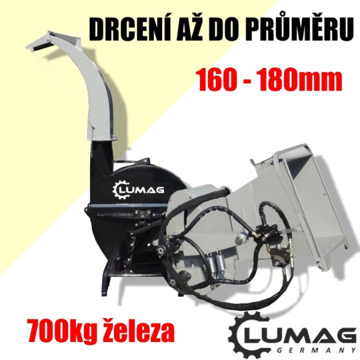 Traktorový štěpkovač LUMAG HC180PTOH – hydraulické podávání, 180 mm
