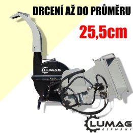 Traktorový štěpkovač LUMAG HC2550PTOH – hydraulické podávání, 255 mm