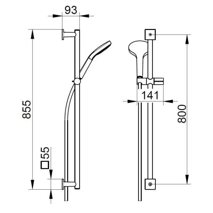 Keuco IXMO - Set sprchové hlavice, 3 proudy, tyče 86 cm a hadice, chrom 59587010802