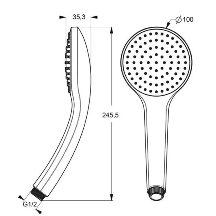 Ideal Standard Idealrain - Sprchová hlavice 10 cm, 1 proud, černá B9402XG