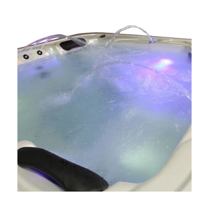 Venkovní vířivá vana EO-SPA WhitePearlescent / hnědá Premium IN-594 215x215x95cm