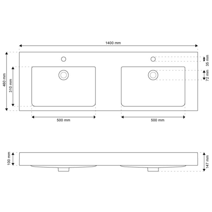 Keramické dvojumyvadlo se skříňkou Mocoori Modulo 120x39,5x46cm