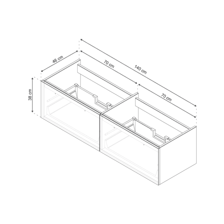 Keramické dvojumyvadlo se skříňkou Mocoori Modulo 120x39,5x46cm