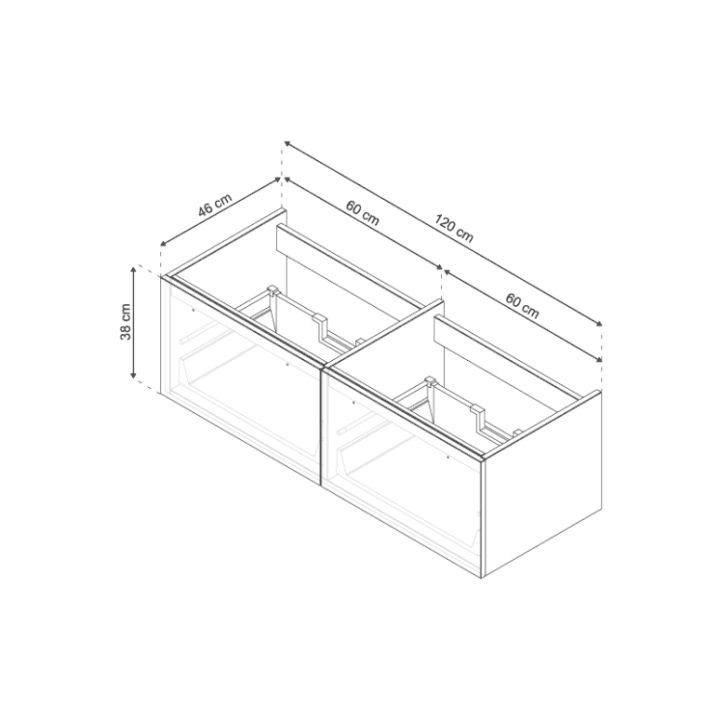 Keramické dvojumyvadlo se skříňkou Mocoori Modulo 120x39,5x46cm