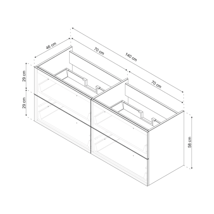 Keramické dvojumyvadlo se skříňkou Mocoori Modulo 120x59,5x46cm